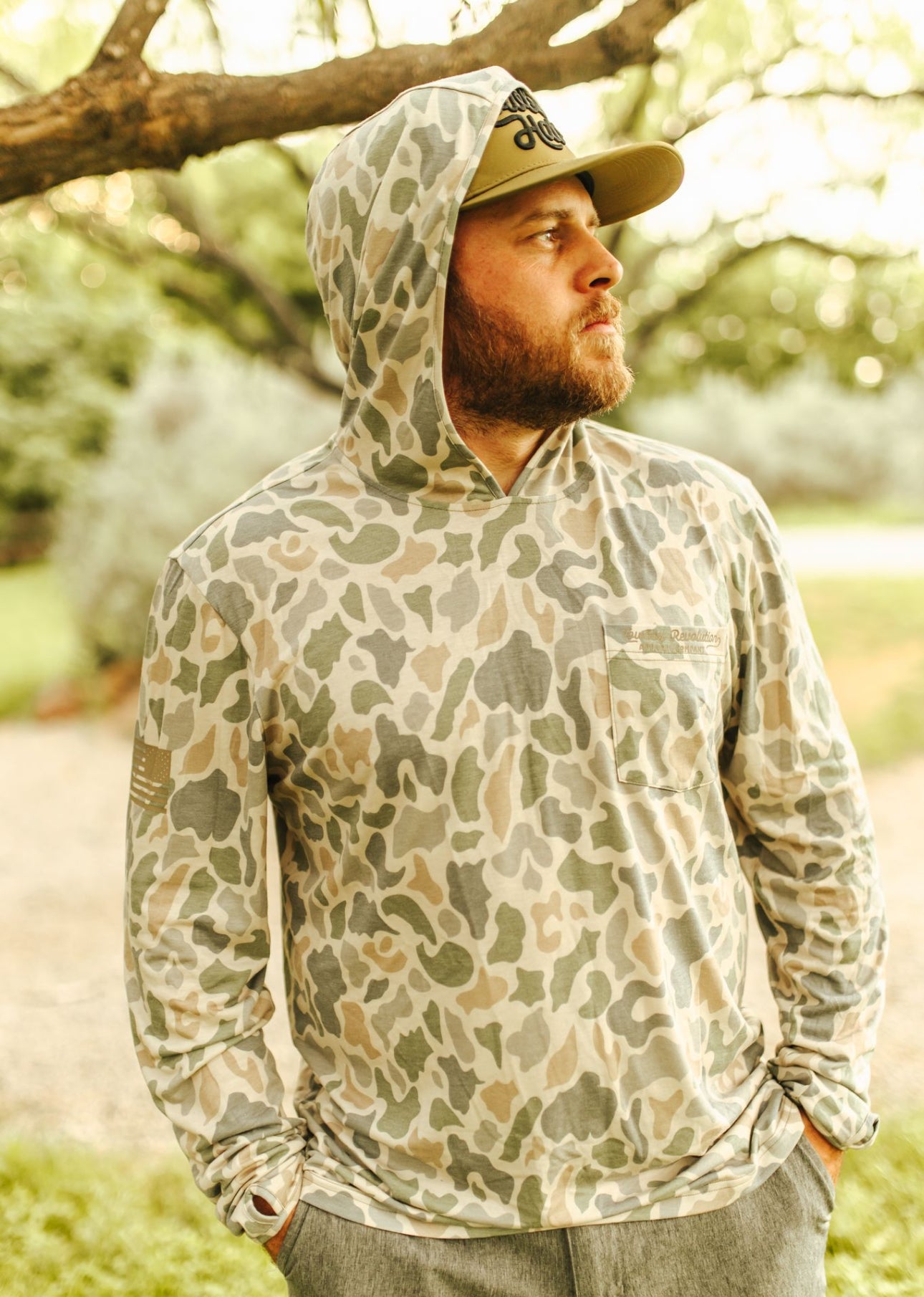 “Lake Jackson" Camo Hooded Sunshirt