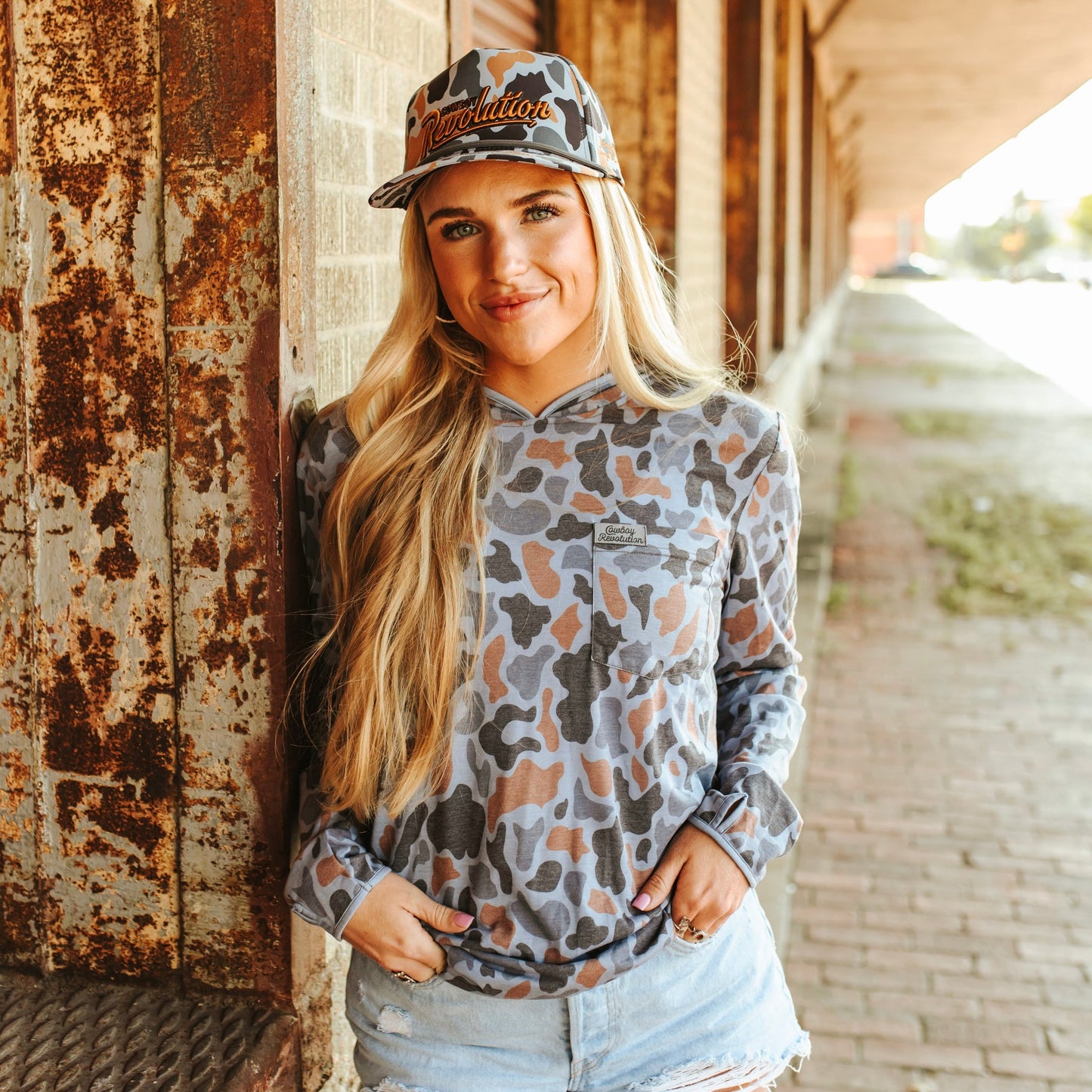 "Brooklyn Bridge" Camo Hooded Sunshirt