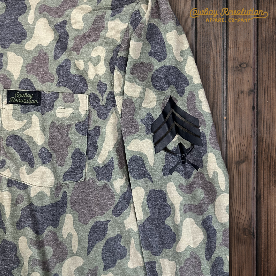 "Woodland" Camo Hooded Sunshirt (MOQ 10 - Assorted Sizes) *Fall 2025 Pre-Order*