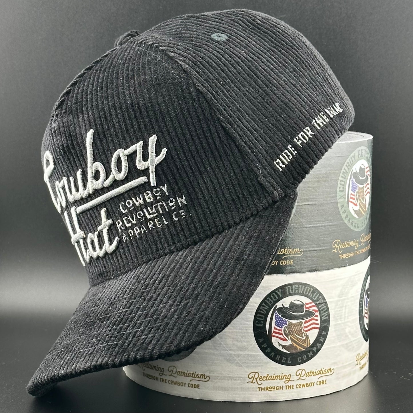 Black Corduroy Flatline "Cowboy Hat" (Qty 12) *Fall 2025 Pre-Order*