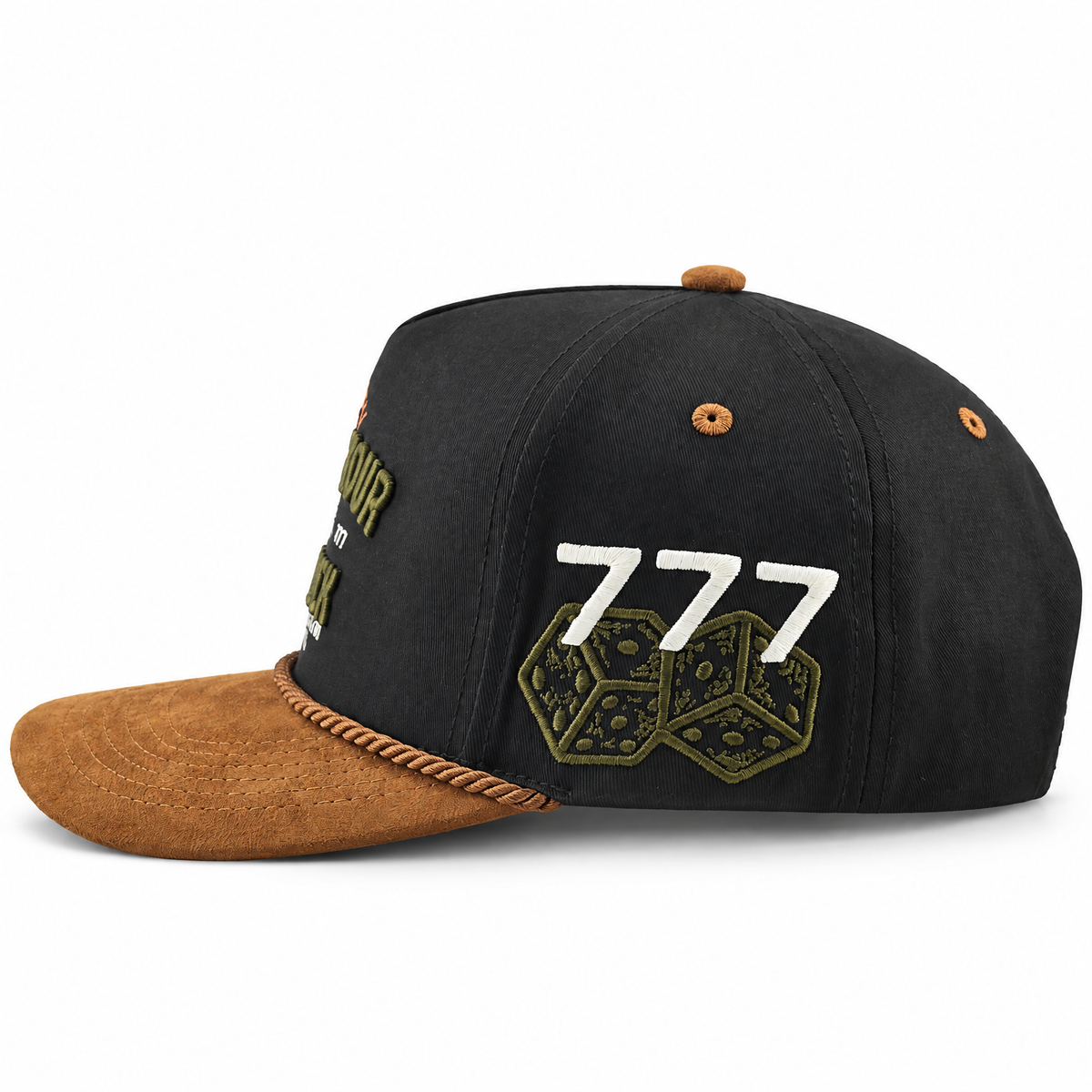 Cowboy Revolution The Point LT Luck in Black Cotton, Brown Microsuede Bill, side view