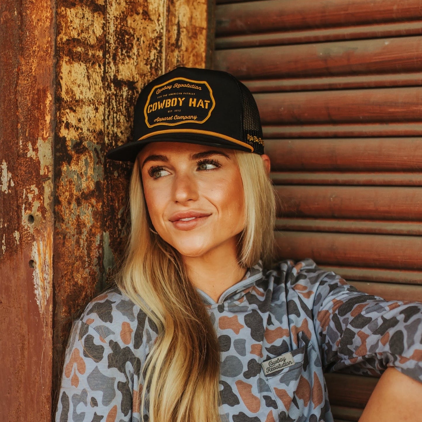 "Cowboy Hat" Black - Cowboy Revolution Patch Trucker Hat (Qty 12)