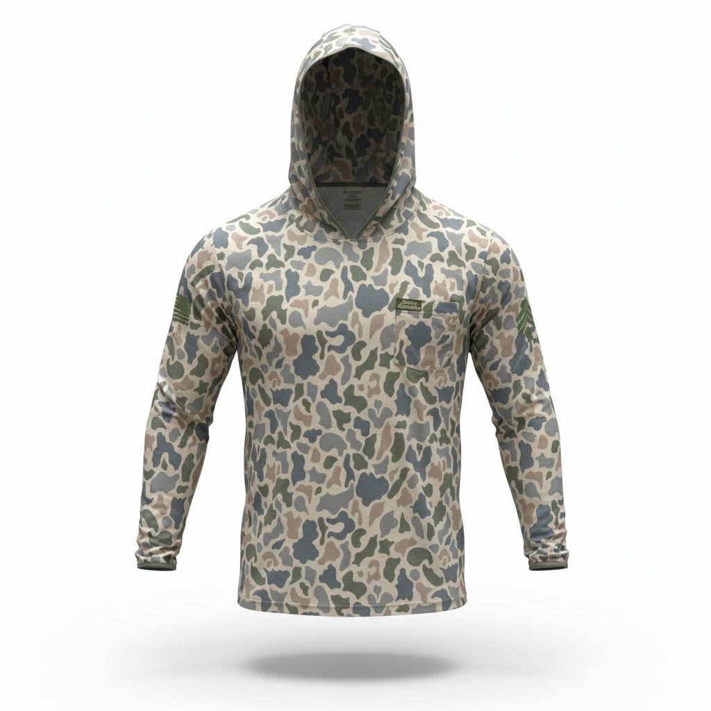 “Lake Jackson" Camo Hooded Sunshirt