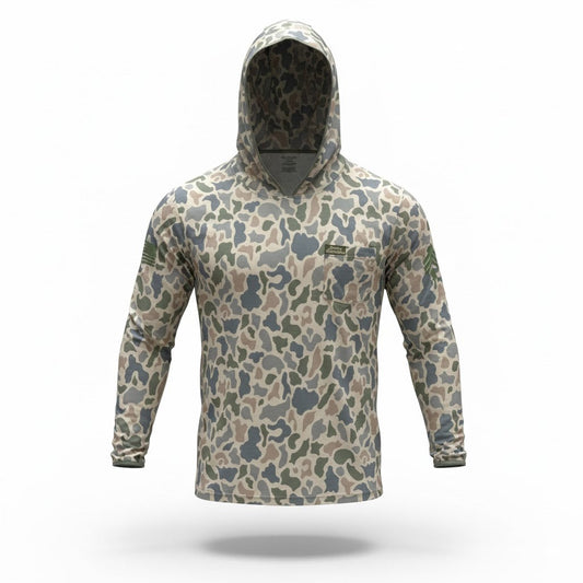 “Lake Jackson" Camo Hooded Sunshirt