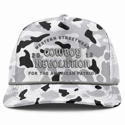 Cowboy Revolution The Point Western Streetwear Logo hat in Arctic Ops Camo, front view