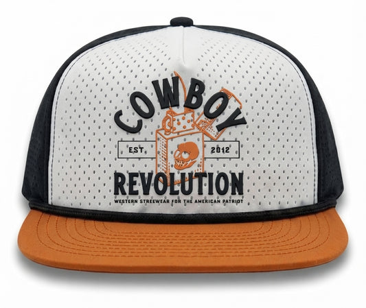 Cowboy Revolution The Brigade Est. 2012 Lighter in White / Black / Orange, front view