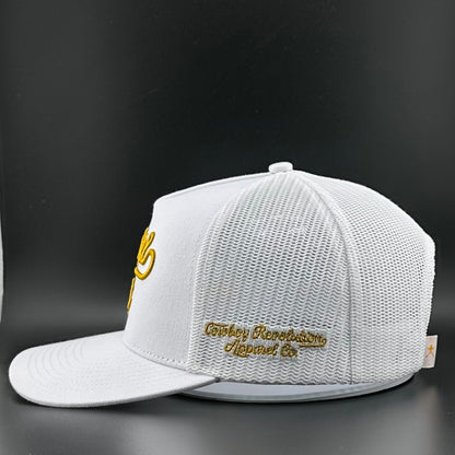 “Cowgirl Hat” Cowboy Revolution White 5-panel Trucker Hat (Qty 12)