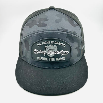 “Before The Dawn” - Cowboy Revolution Dark Camo/Black 6-panel Flatbill Hat (QTY 12)