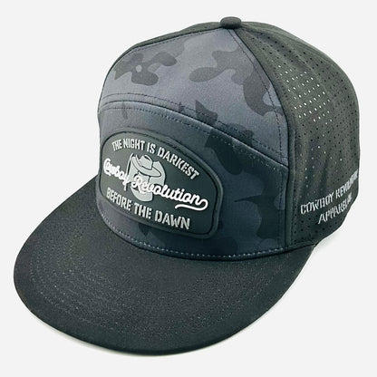 “Before The Dawn” - Cowboy Revolution Dark Camo/Black 6-panel Flatbill Hat (QTY 12)