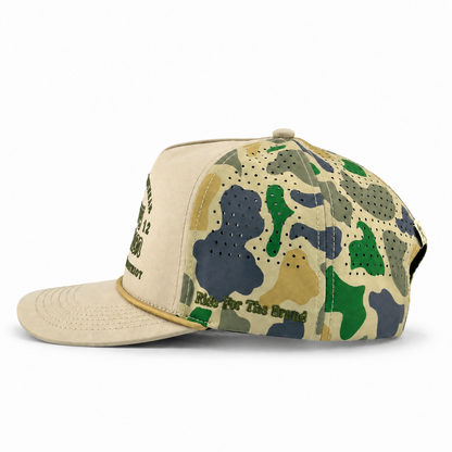 Cowboy Revolution The Point "Western Streetwear" Logo in Khaki / Duck Camo, side detail close-up