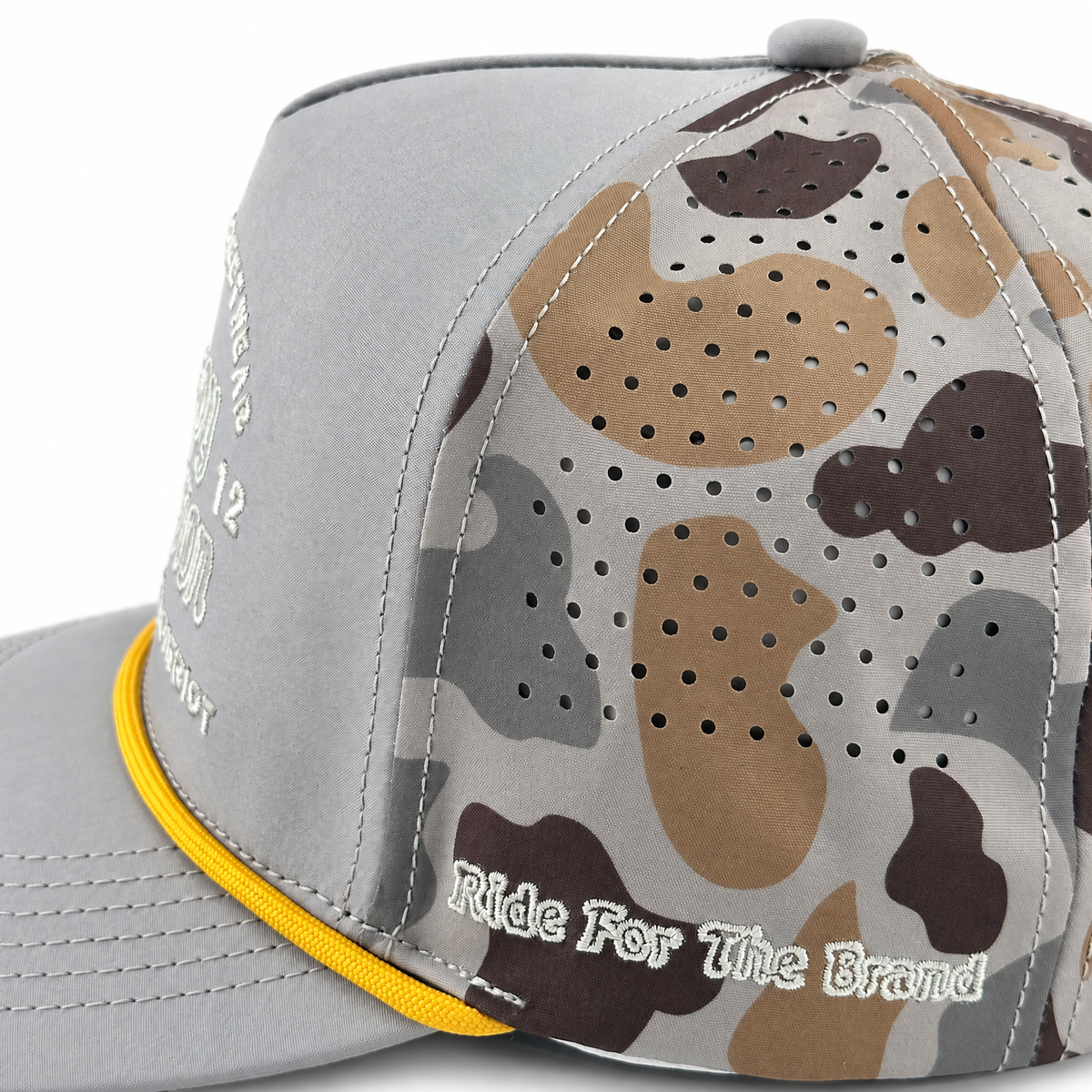 Cowboy Revolution The Point "Western Streetwear" Logo in Grey / Marshland Camo, side view