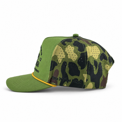 Cowboy Revolution The Point "Western Streetwear" Logo in Green / Woodland Camo, side view