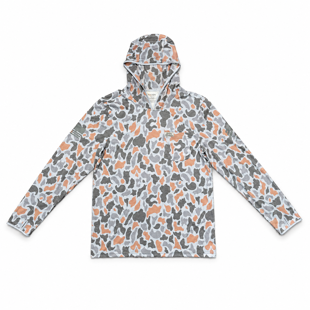 Cowboy Revolution Concrete Camo Hooded Sunshirt, lay flat front view