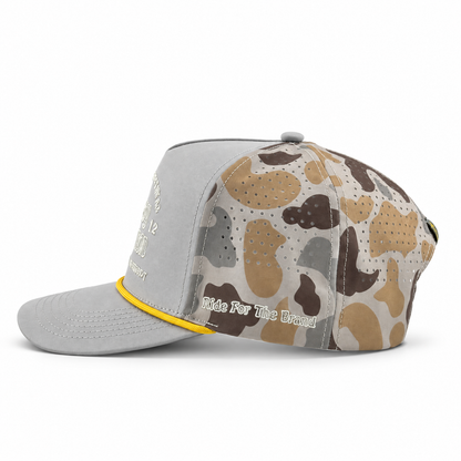 Cowboy Revolution The Point "Western Streetwear" Logo in Grey / Marshland Camo, side detail close-up