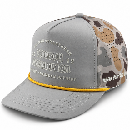 Cowboy Revolution The Point "Western Streetwear" Logo in Grey / Marshland Camo, front view