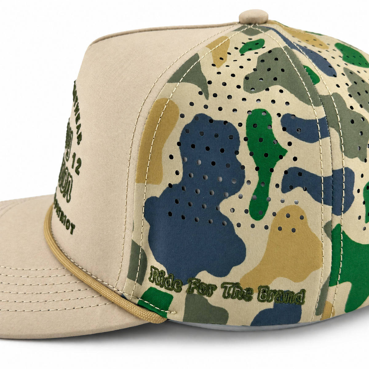 Cowboy Revolution The Point "Western Streetwear" Logo in Khaki / Duck Camo, angled front view