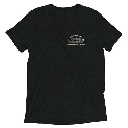 Cowboy Code No. 4 Do What Has to Be Done tee in Charcoal-Black, front view, Cowboy Revolution Western graphic t-shirt