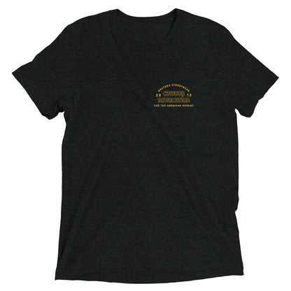 Cowboy Code No. 9 No Sellout tee in Charcoal-Black, front view, Cowboy Revolution Western graphic t-shirt