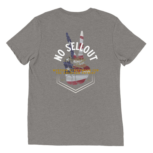Cowboy Code No. 9 No Sellout tee in Grey, back view, Cowboy Revolution Western graphic t-shirt