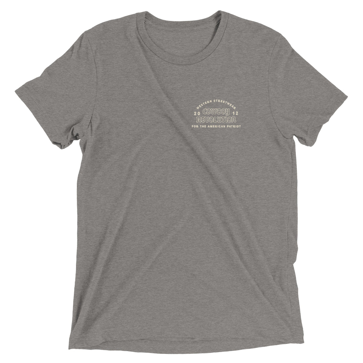 Cowboy Code No. 4 Do What Has to Be Done tee in Grey, front view, Cowboy Revolution Western graphic t-shirt