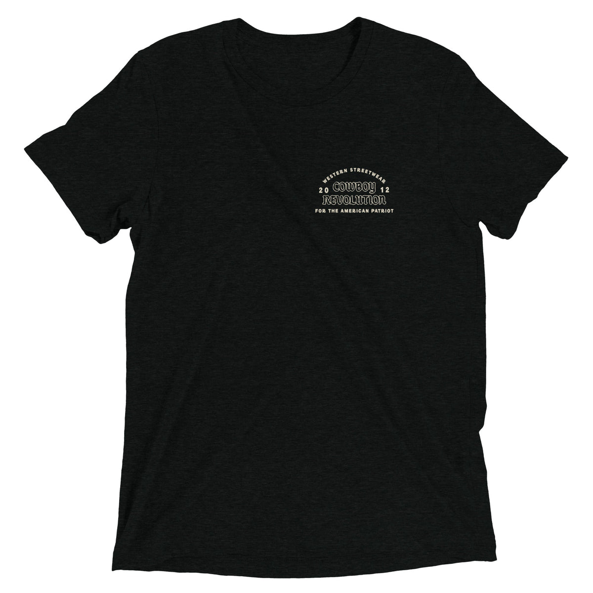 Cowboy Code No. 1 Live Each Day With Courage tee in Solid Black, front view, Cowboy Revolution Western graphic t-shirt