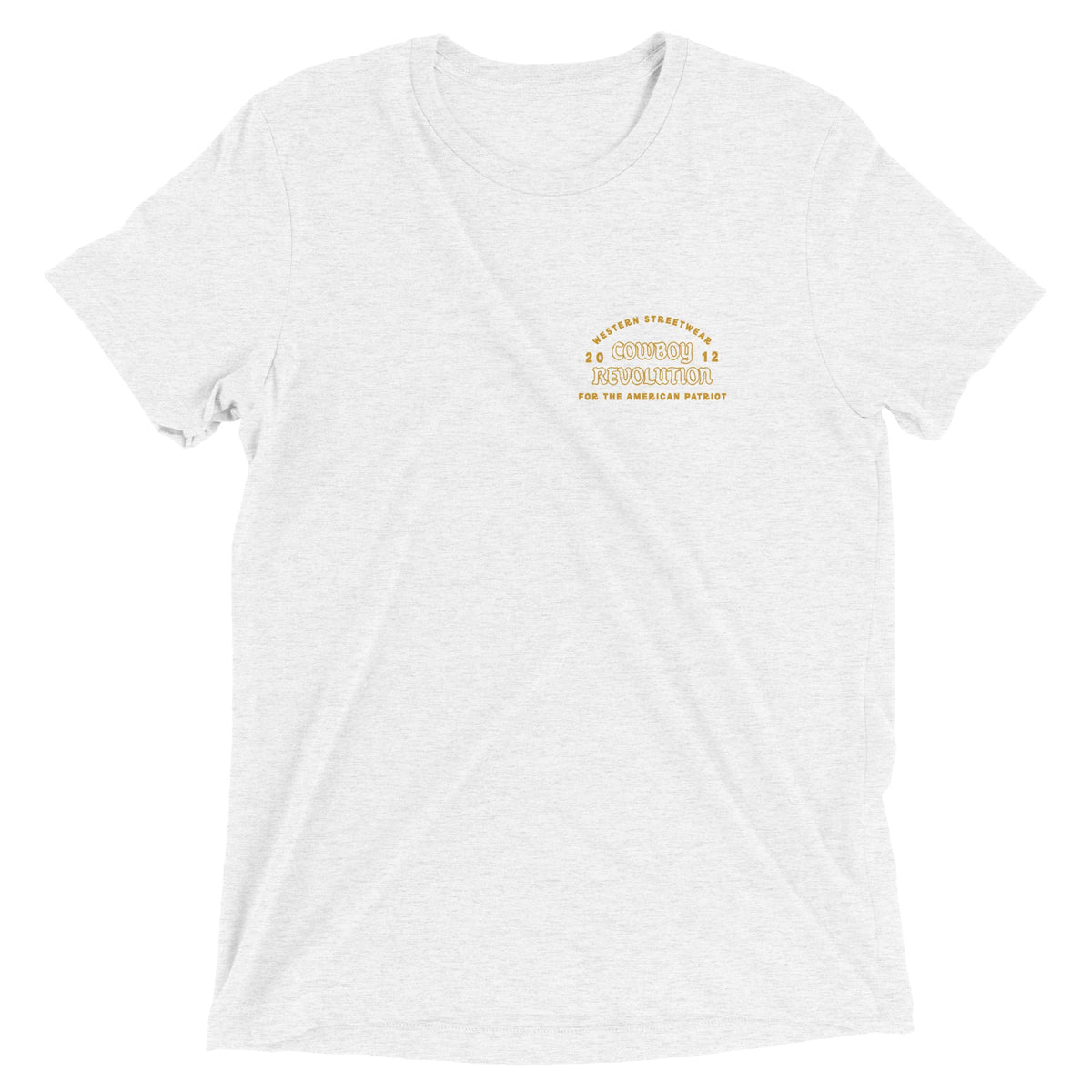 Cowboy Code No. 5 Be Tough, But Fair tee in Solid White, front view, Cowboy Revolution Western graphic t-shirt