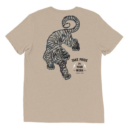 Cowboy Code No. 2 Take Pride in Your Work tee in Tan, back view, Cowboy Revolution Western graphic t-shirt