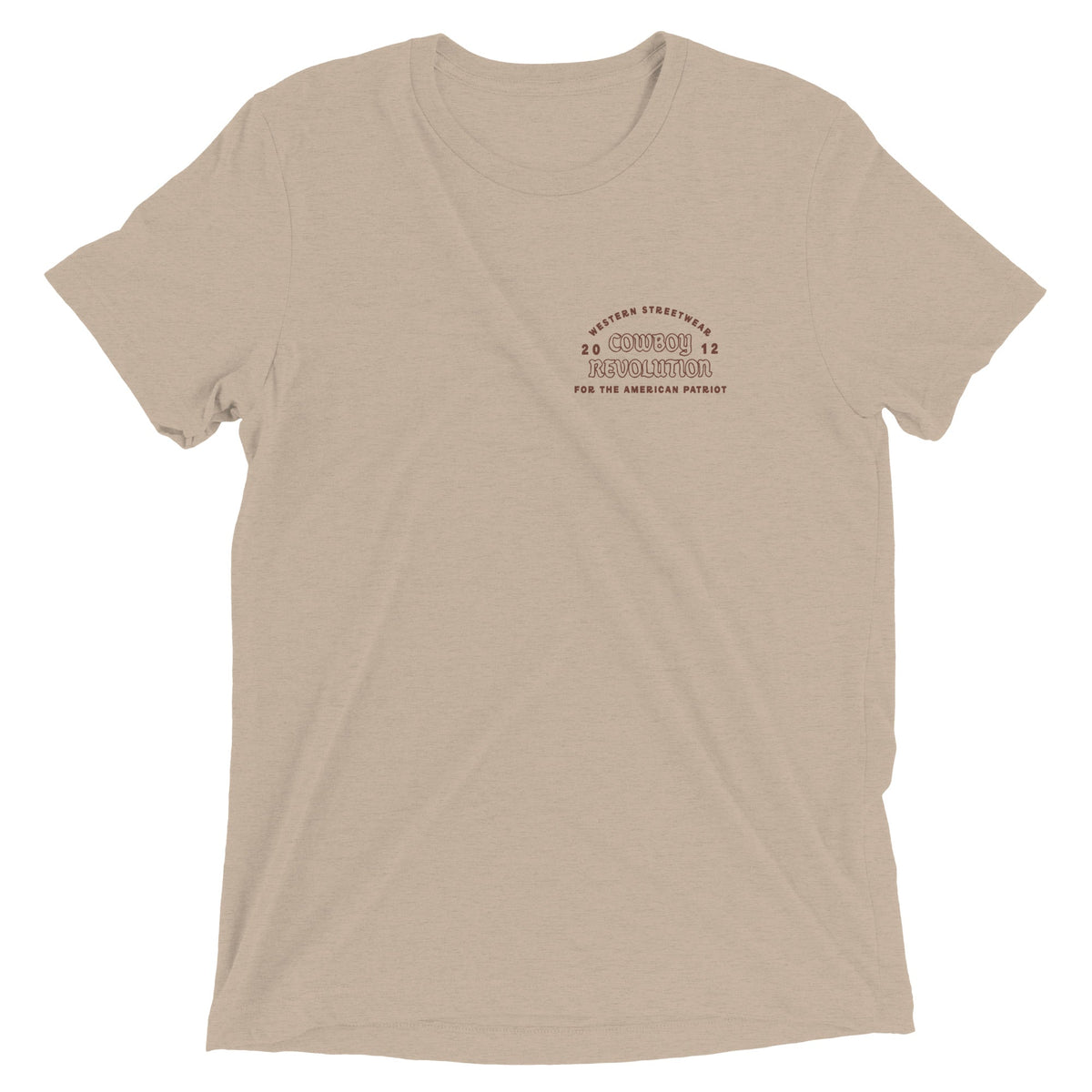 Cowboy Code No. 6 Keep Your Promises tee in Tan, front view, Cowboy Revolution Western graphic t-shirt